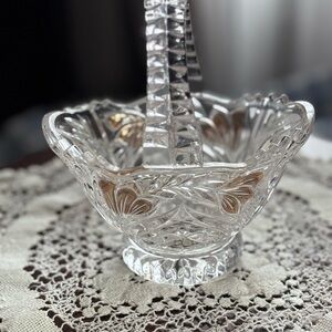 Elegant Vintage Crystal Basket with Gold Accents